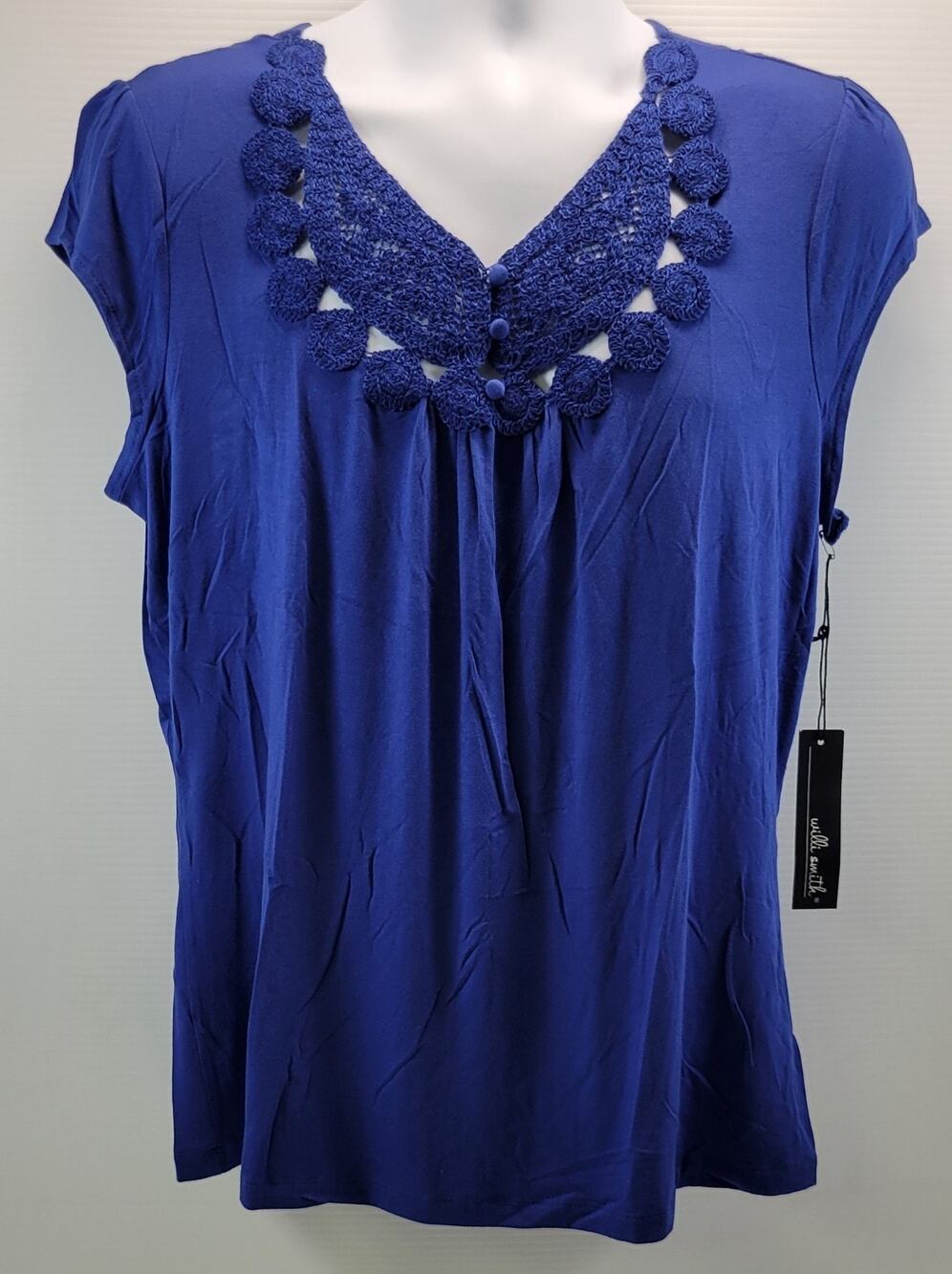 L3) Willi Smith Woman Sleeveless Blue Top Shirt XL